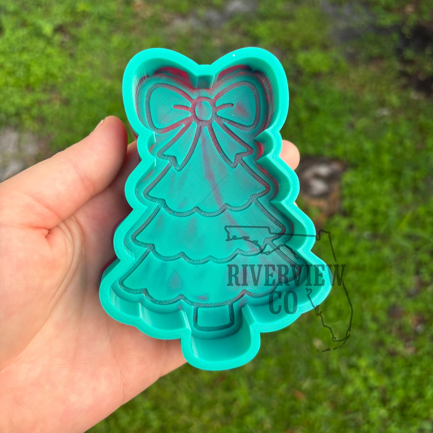 Christmas tree with bow car freshie mold