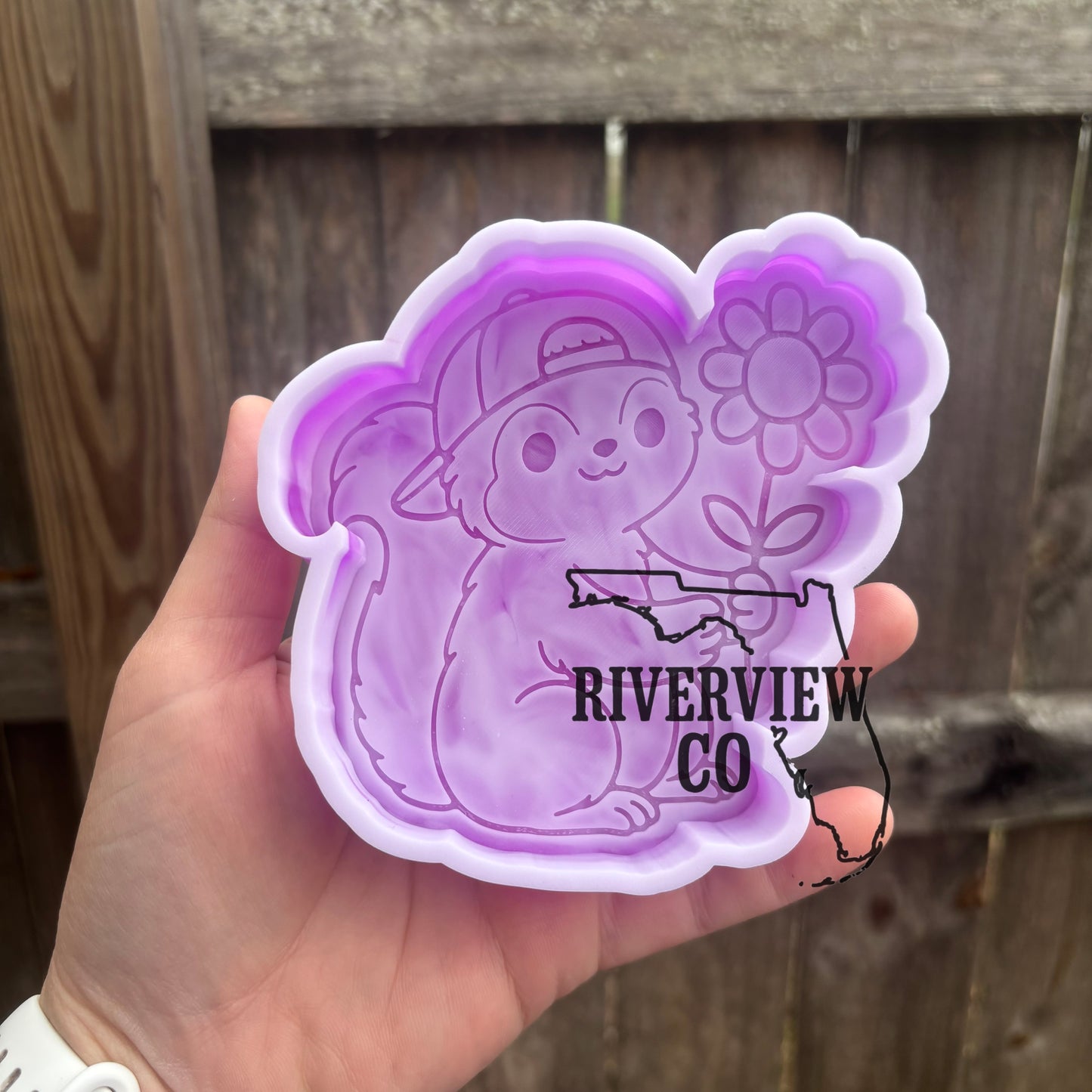 Squirrel holding flower car freshie mold