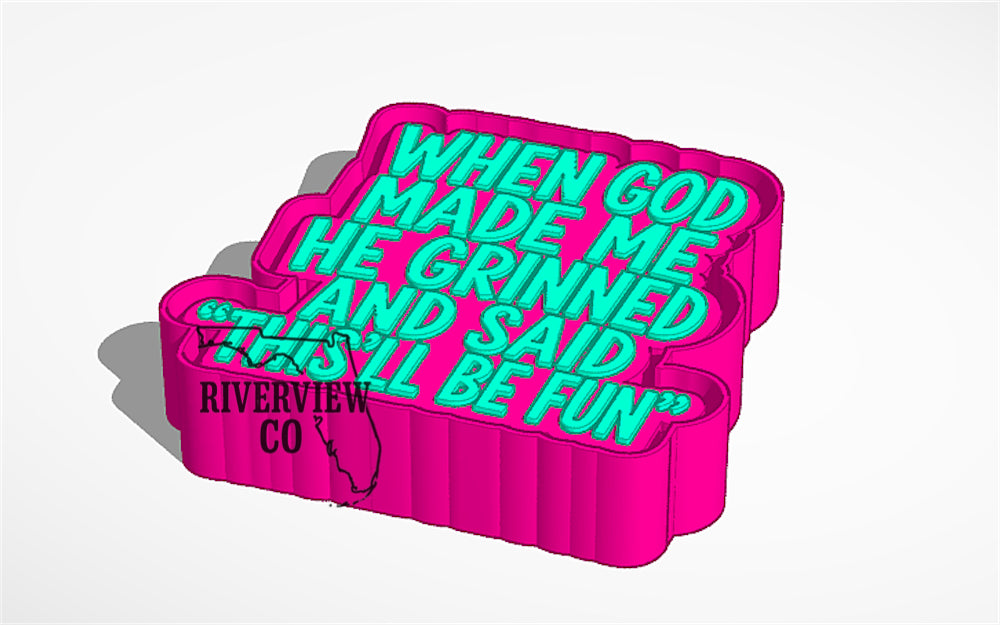 When god made me he grinned and said this’ll be fun car freshie mold