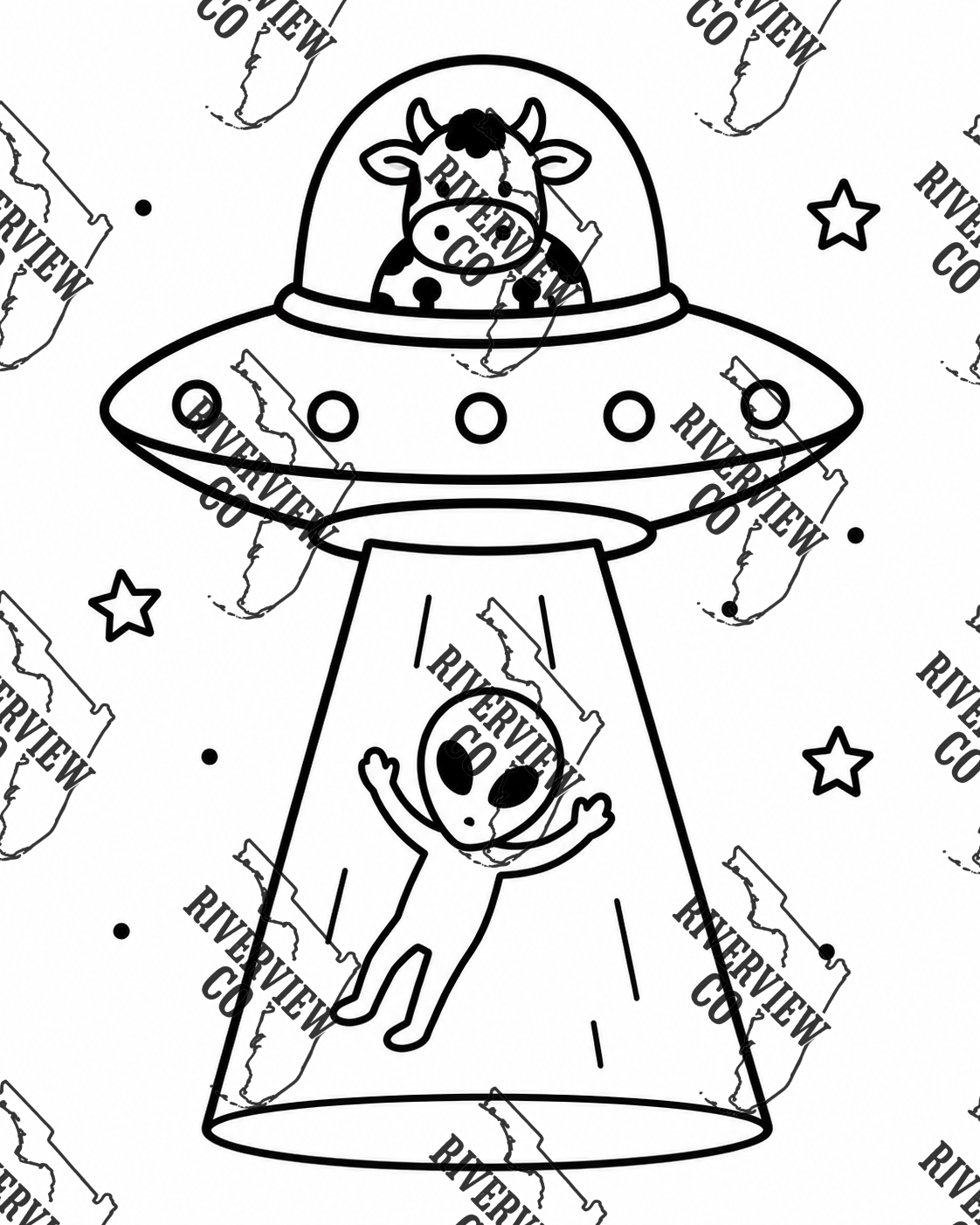 Cow in ufo beaming up alien car freshie mold space