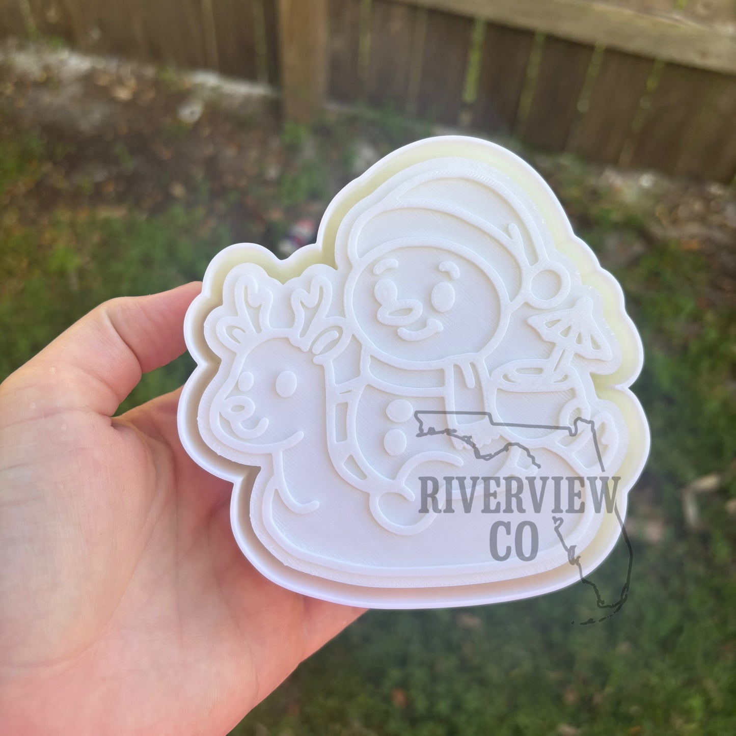 Snowman on reindeer pool floaty car fresh mold