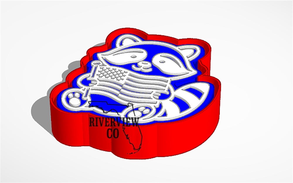 Raccoon with flag car freshie mold USA