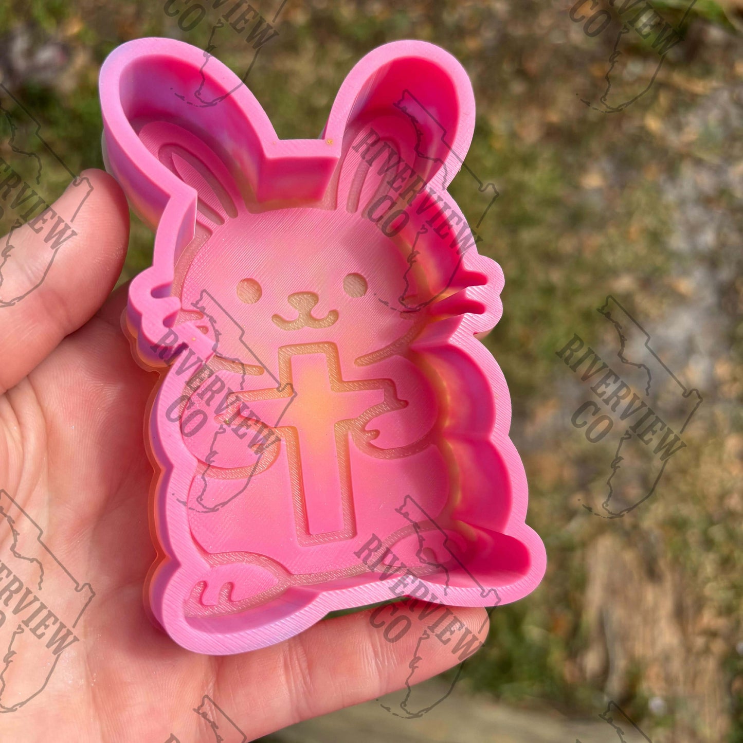 Bunny with cross car freshie mold