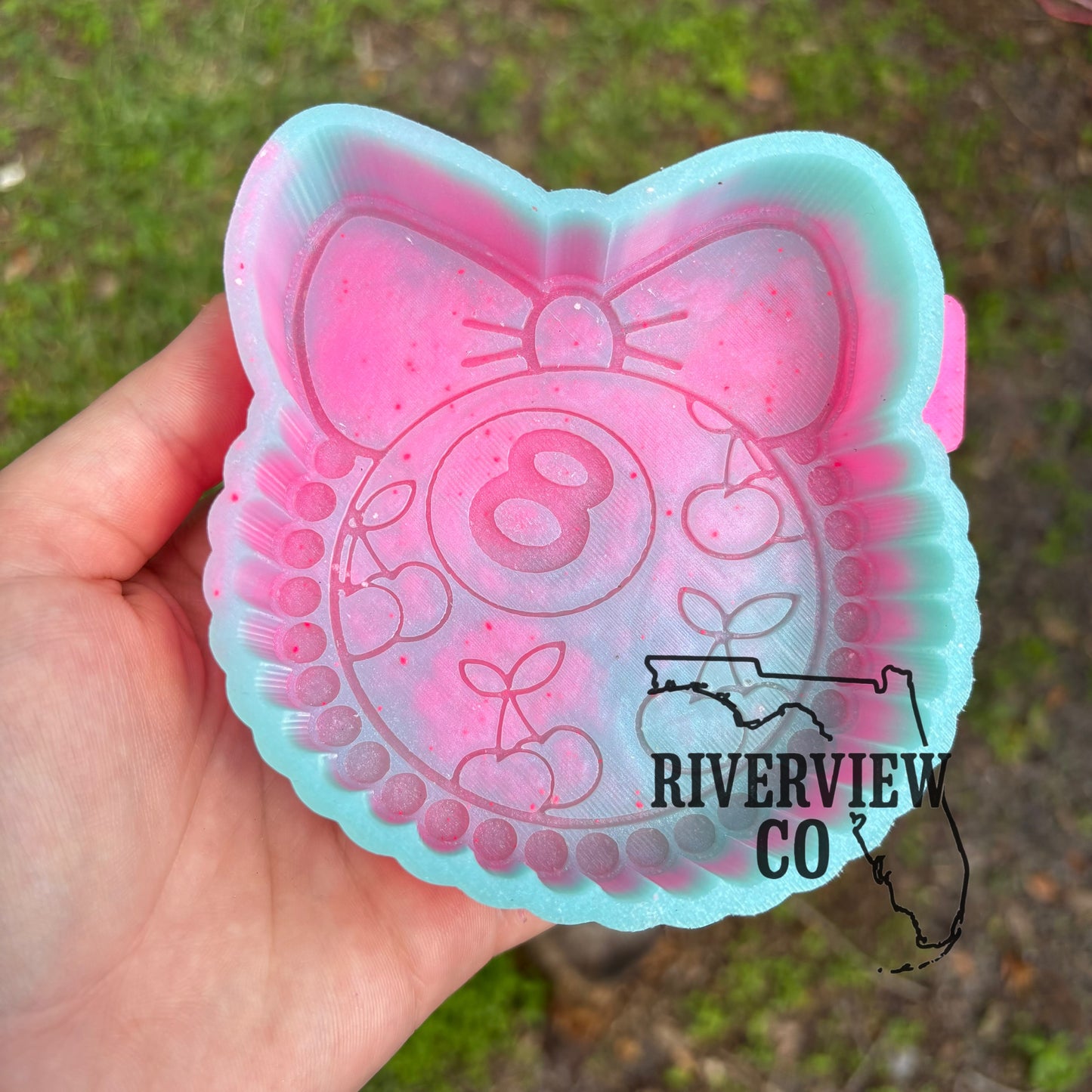 Cherry 8 ball with bow car freshie mold