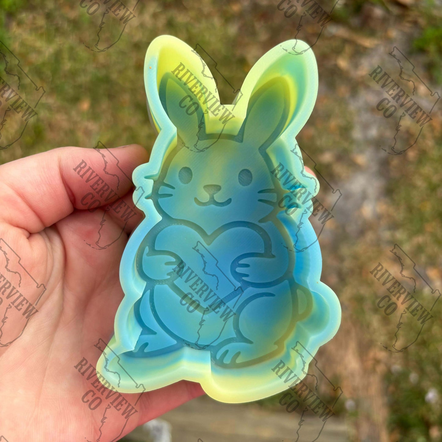 Bunny with heart Valentine’s Day car freshie mold