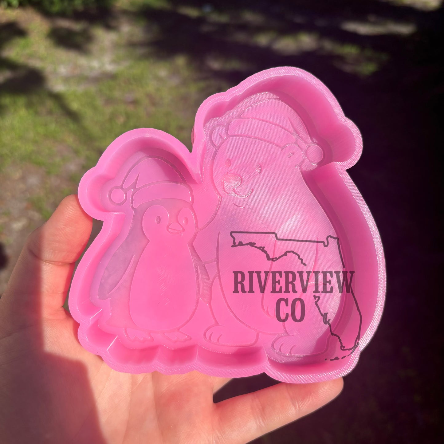 Polarbear with penguin with santa hats car freshie mold