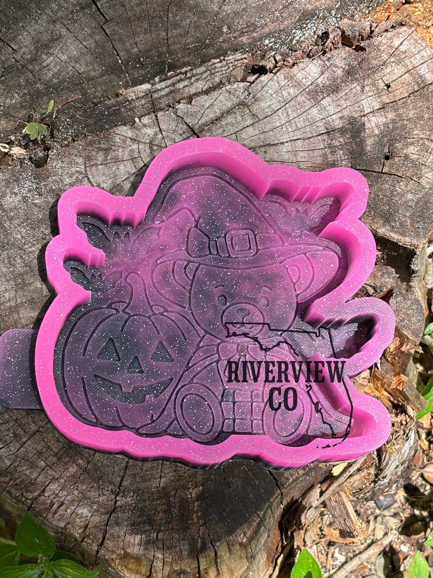 Halloween teddy bear in witch hat car freshie mold