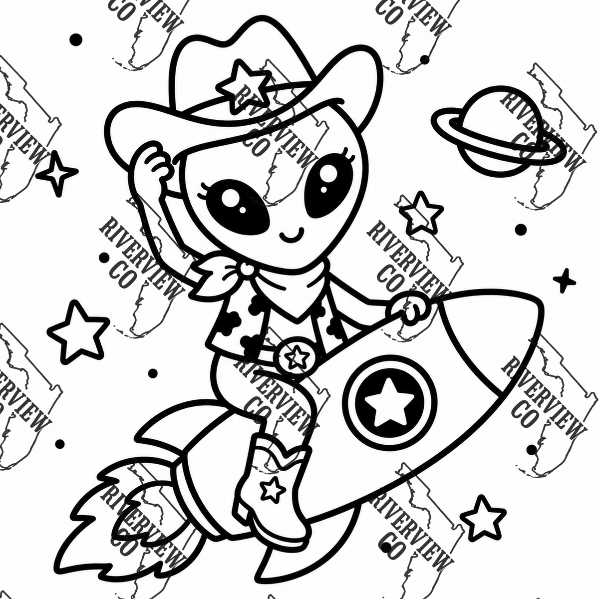 Cowgirl alien on rocket car freshie mold space