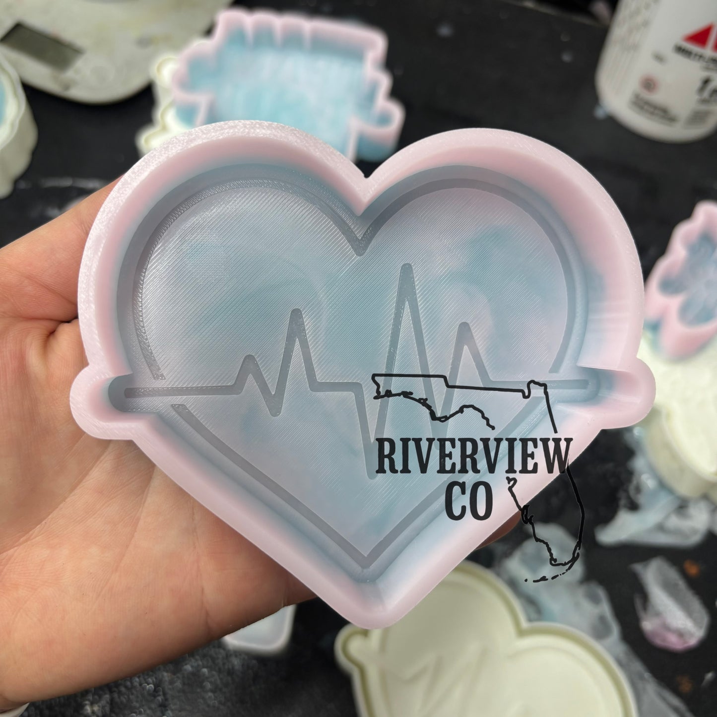 Heartbeat inside heart car freshie mold