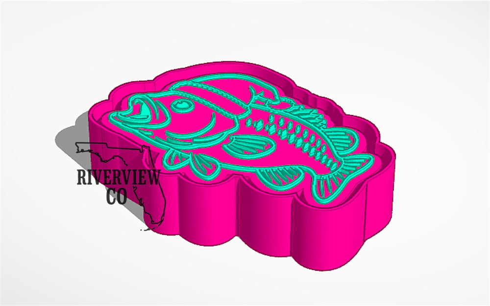 Bass in Santa hat car freshie mold