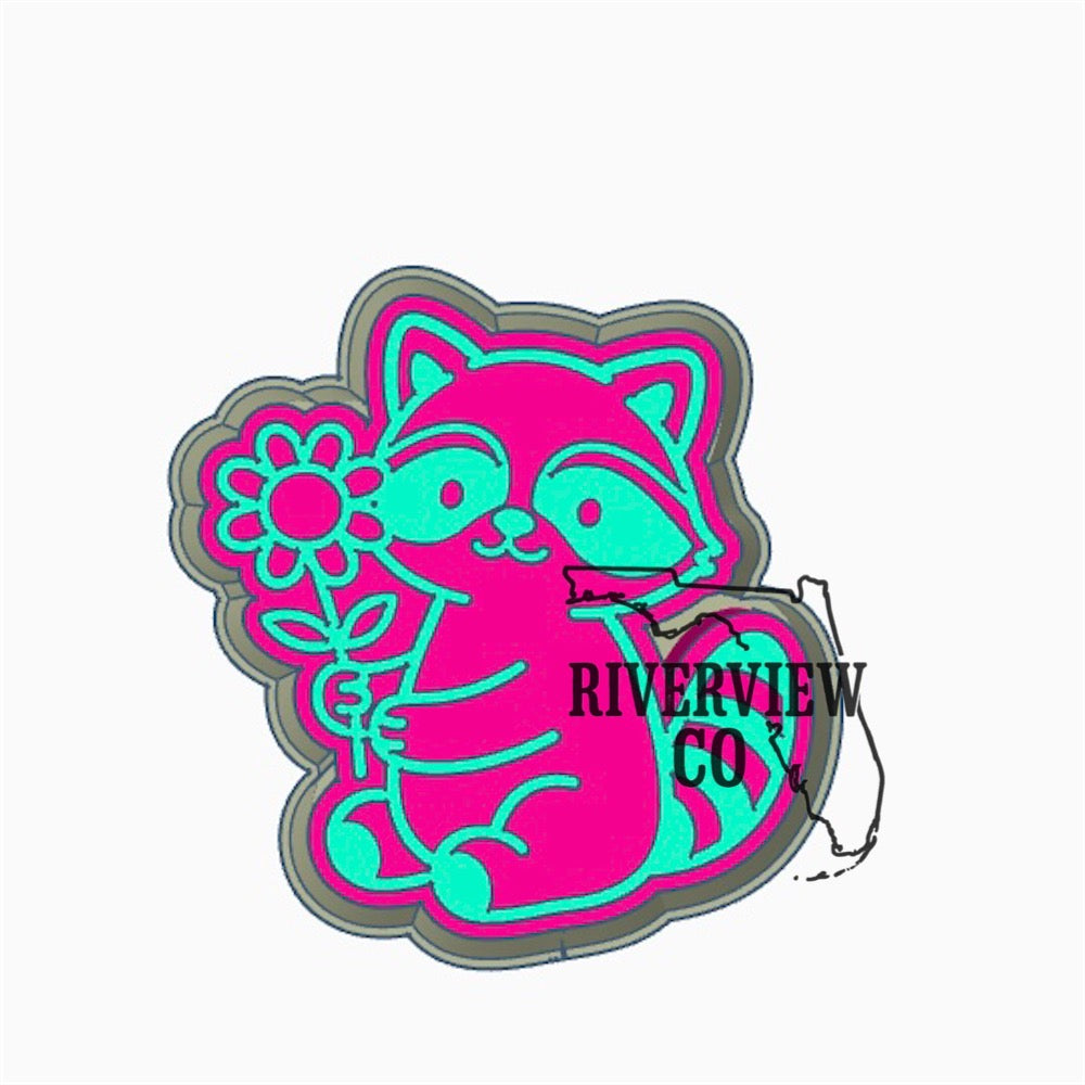 Raccoon with flower car freshie mold