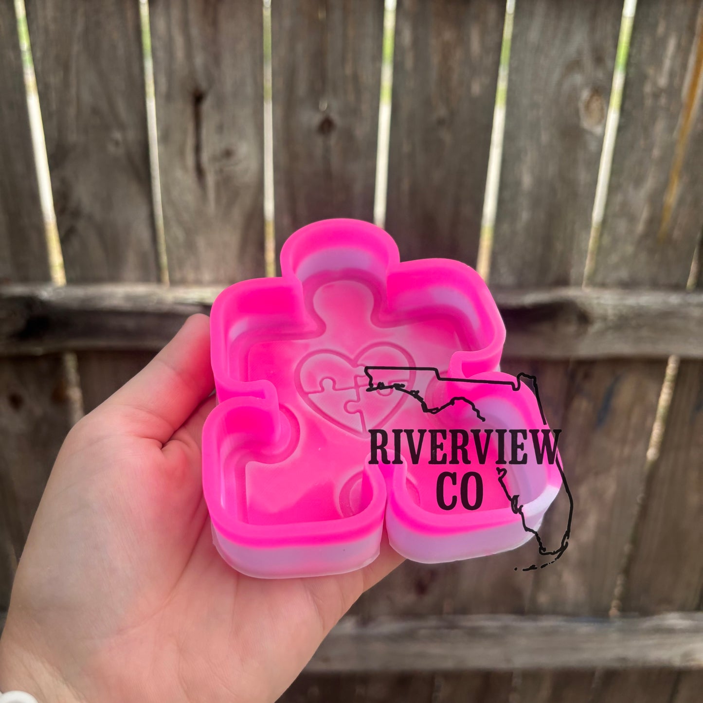 Autism awareness puzzle piece with heart in it car freshie mold