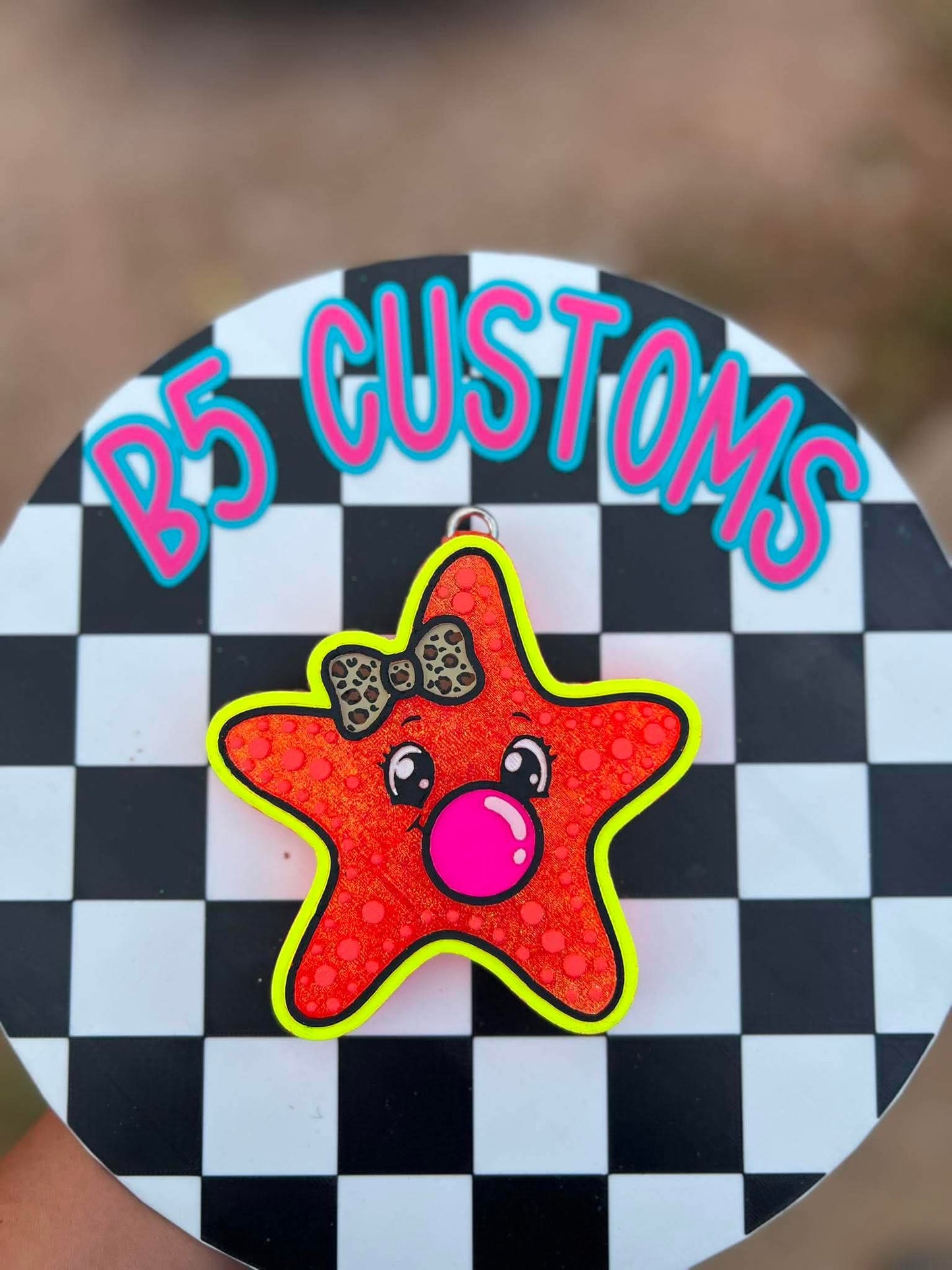 Starfish with bow blowing a bubble car freshie mold