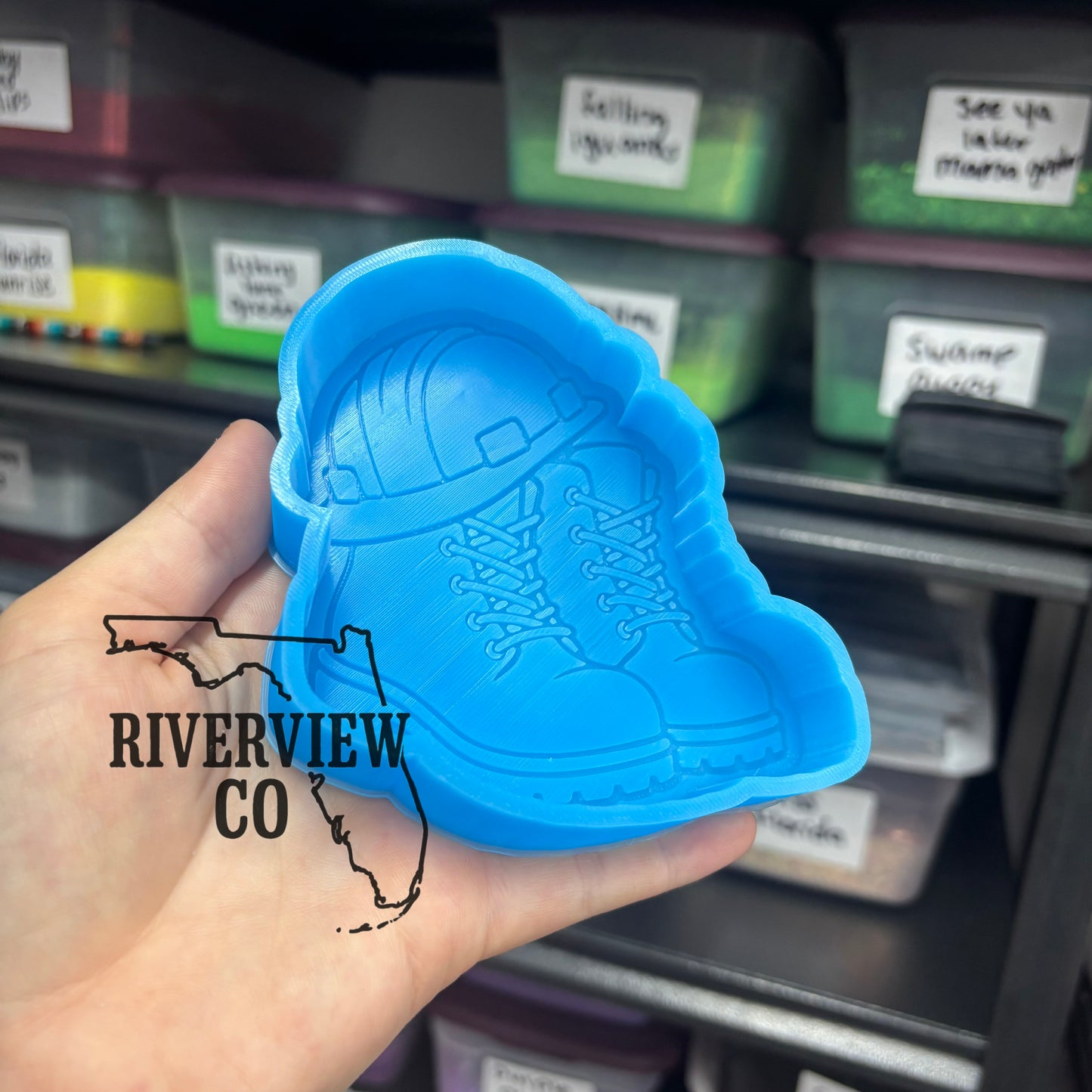 Work boots and hardhat car freshie mold