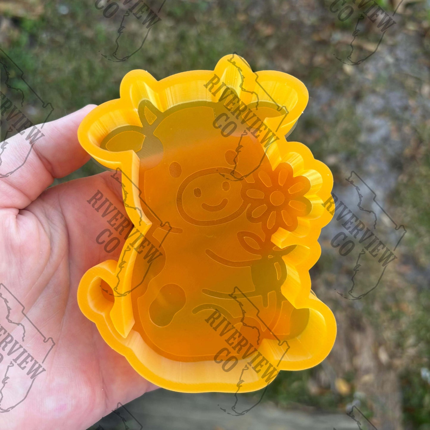 Cow with flower and cap car freshie mold