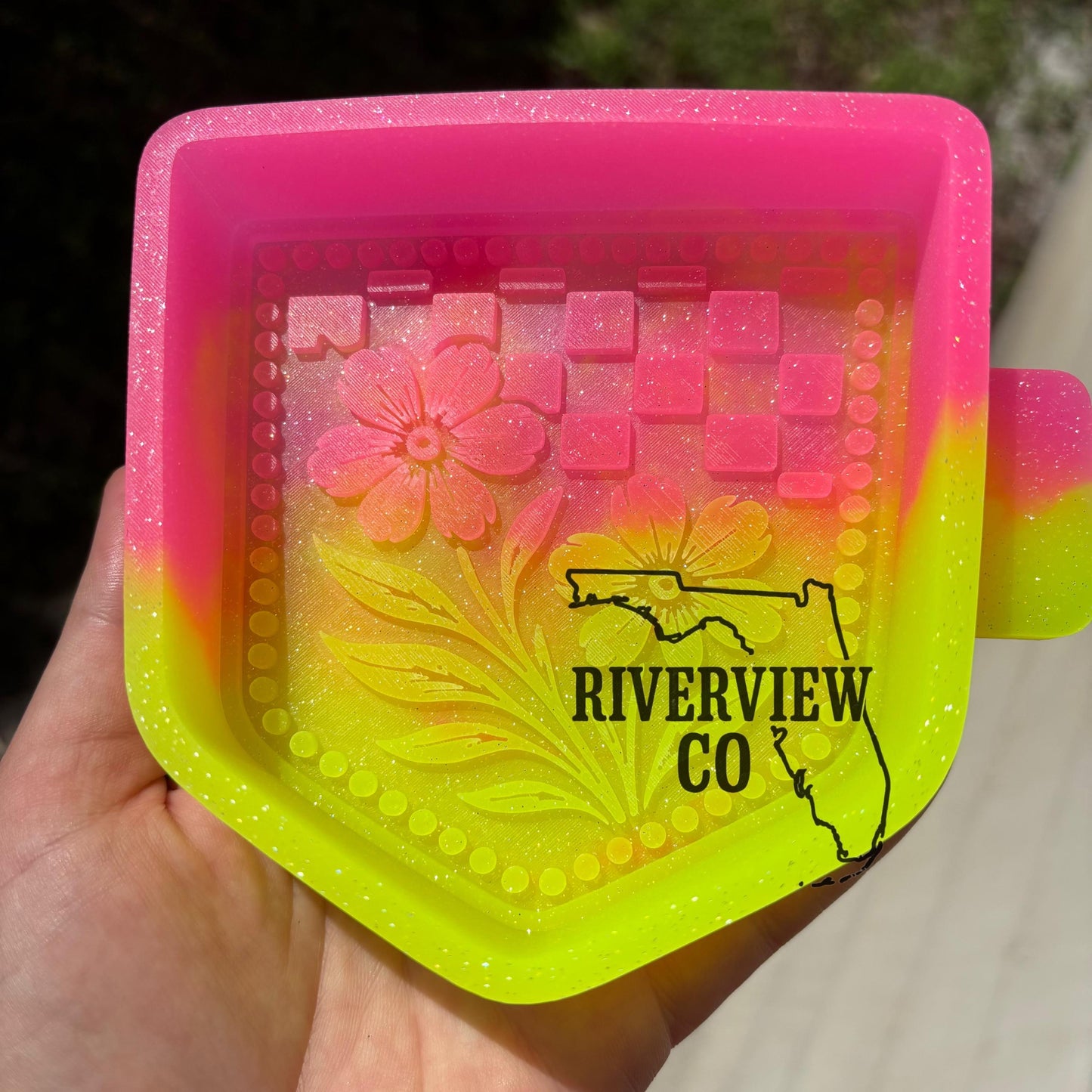 Checkered Jean Pocket flower tooled leather car freshie mold