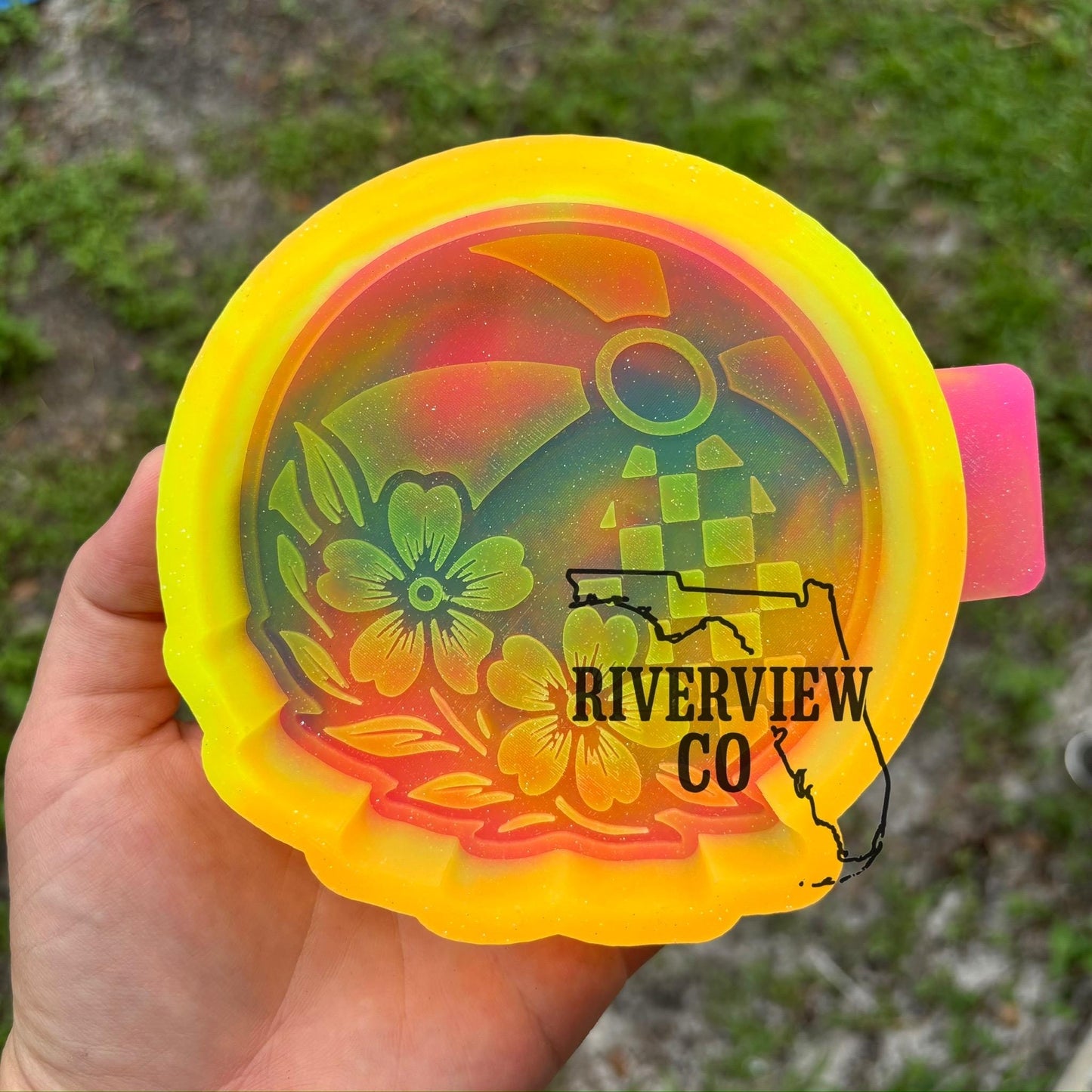 cute checkered floral tooled leather beach ball perfect for summer car freshie mold