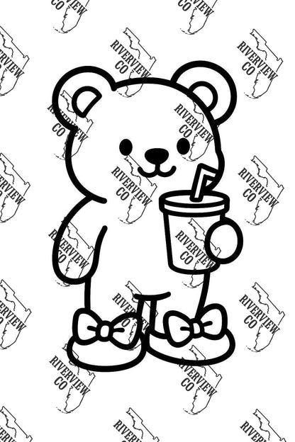 Cute bear with drink car freshie mold