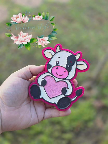 Cow with heart Valentine’s Day car freshie mold