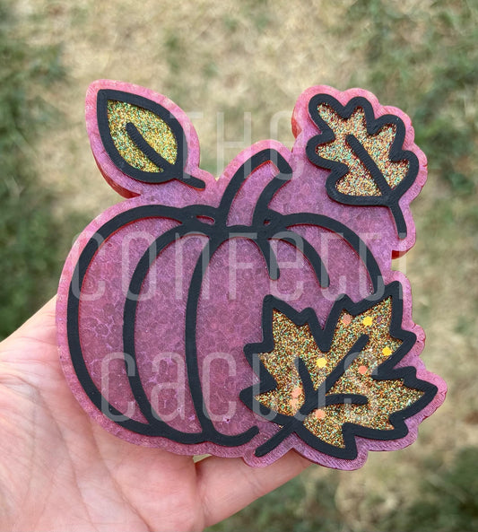 Fall pumpkin with leaves cluster car freshie mold Halloween