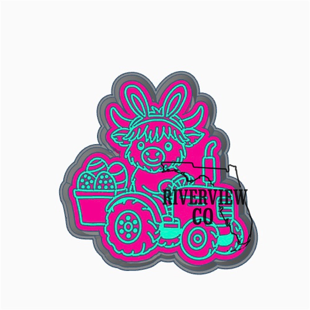 Easter tractor with cow car freshie mold