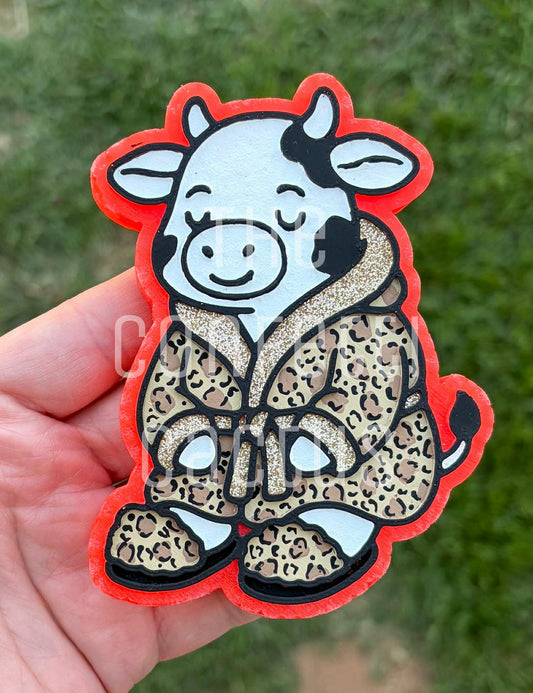 Sleepy Cow in robe and slippers car freshie mold