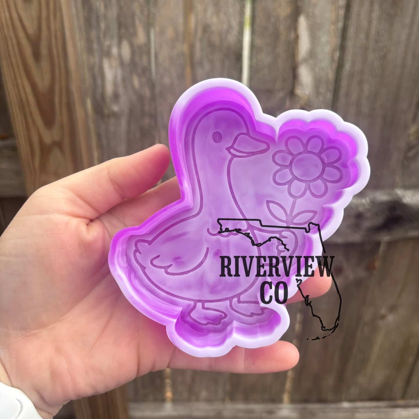 Goose holding flower car freshie mold