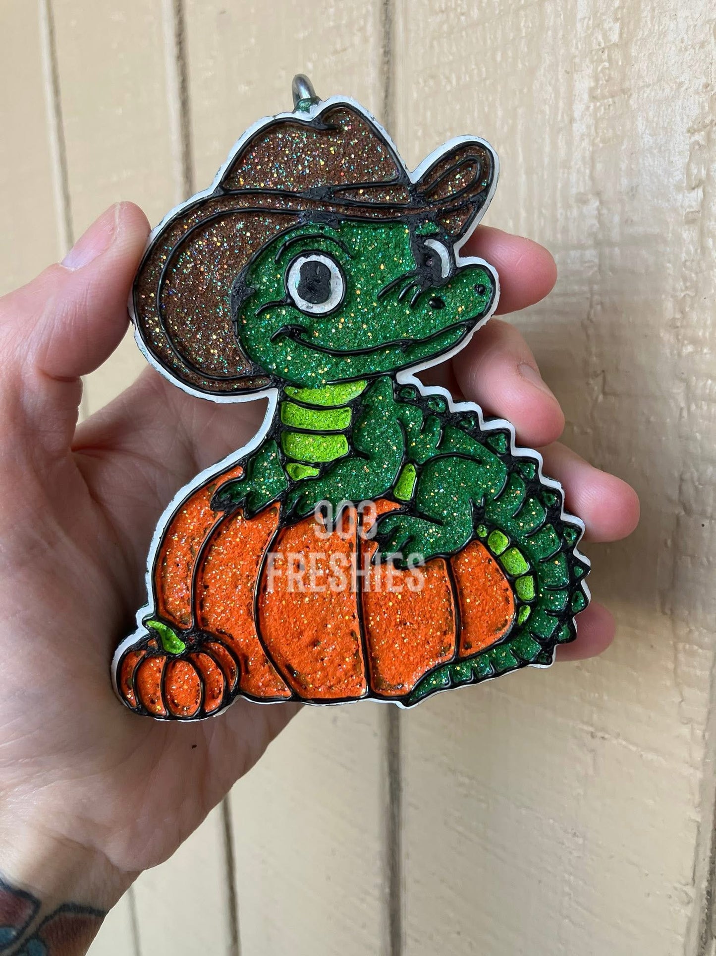 Halloween Alligator on pumpkin car freshie mold