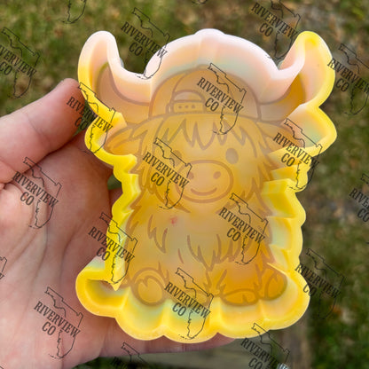 Highland Cow with cap car freshie mold