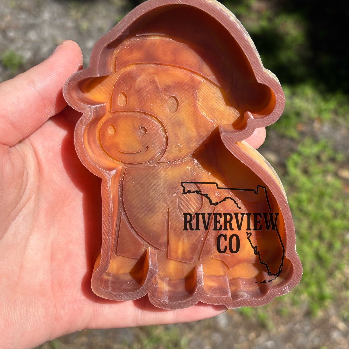 Cow with Santa hat car freshie mold