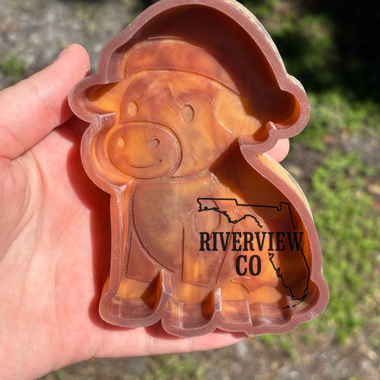 Cow with Santa hat car freshie mold