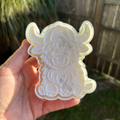 Highland Cow with cap car freshie mold
