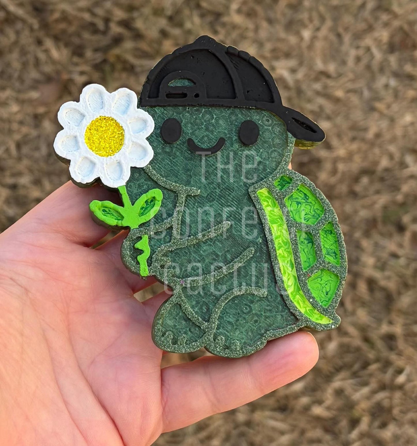 Turtle with flower and cap car freshie mold
