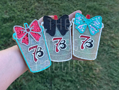 NEW UPDATED brews iced coffee Togo cup with cute girly bow car freshie mold !