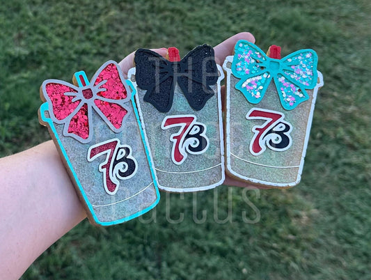 NEW UPDATED brews iced coffee Togo cup with cute girly bow car freshie mold !