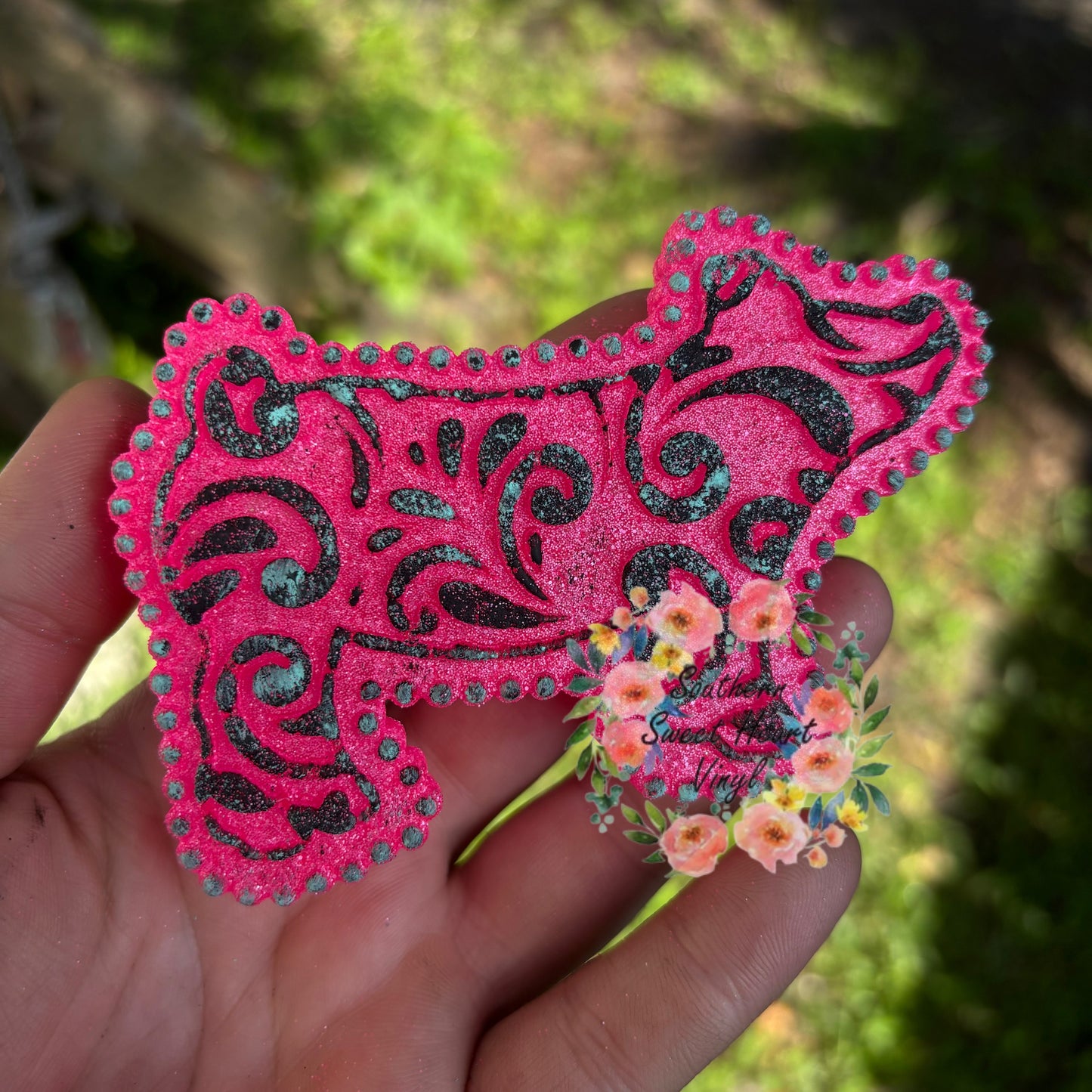 Tooled leather show pig car freshie mold