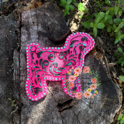 Tooled leather show goat car freshie mold