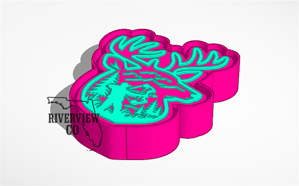 Deer and hunter scene car freshie mold