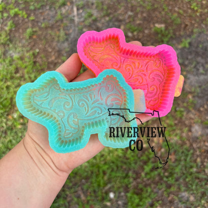 Tooled leather show pig car freshie mold