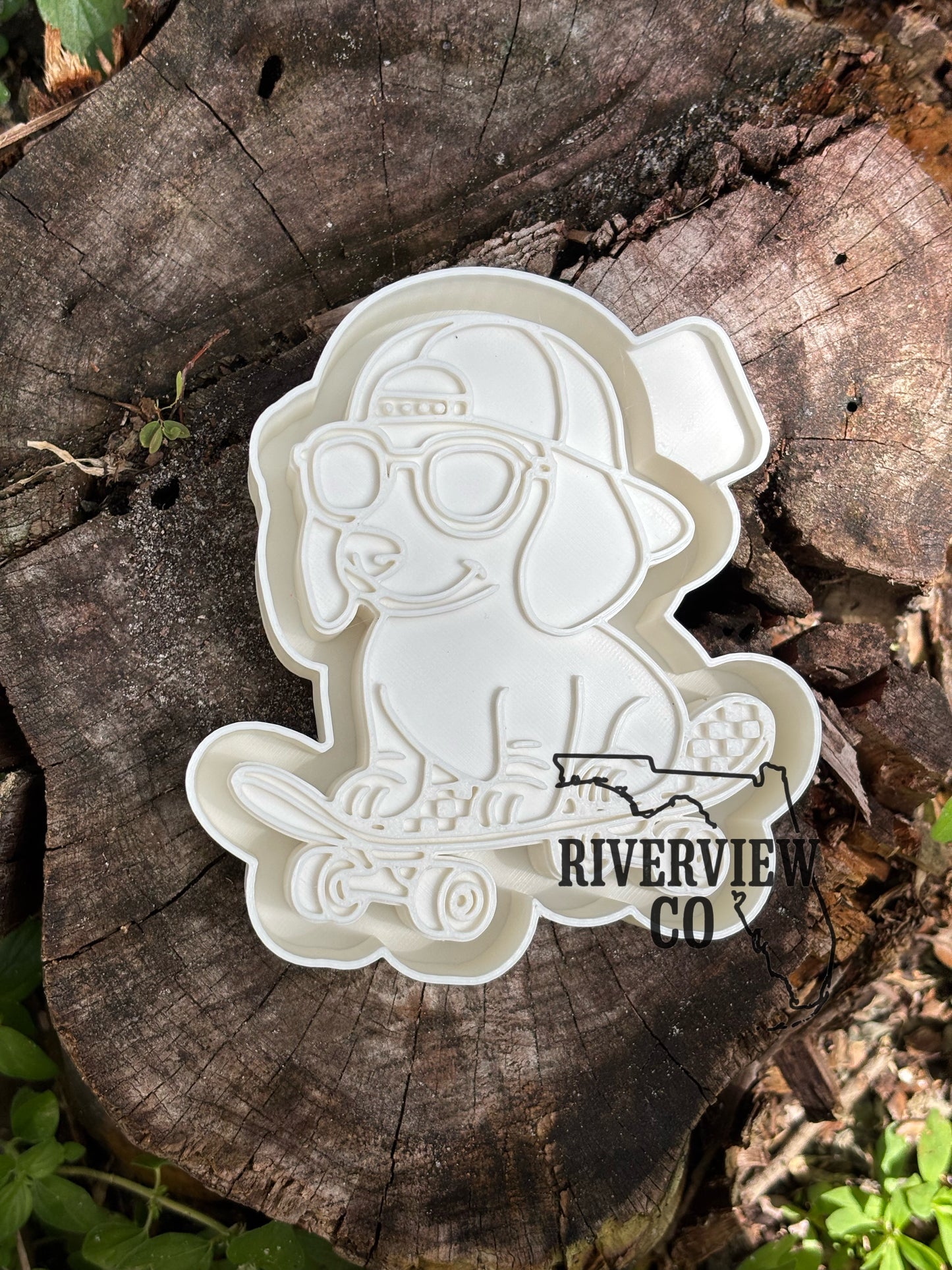 Dog on skateboard car freshie mold