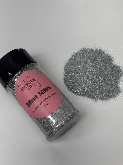 Silver spurs fine glitter