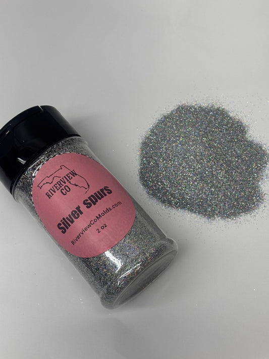 Silver spurs fine glitter