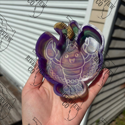 Crawdad with Mardi Gras beads car freshie mold