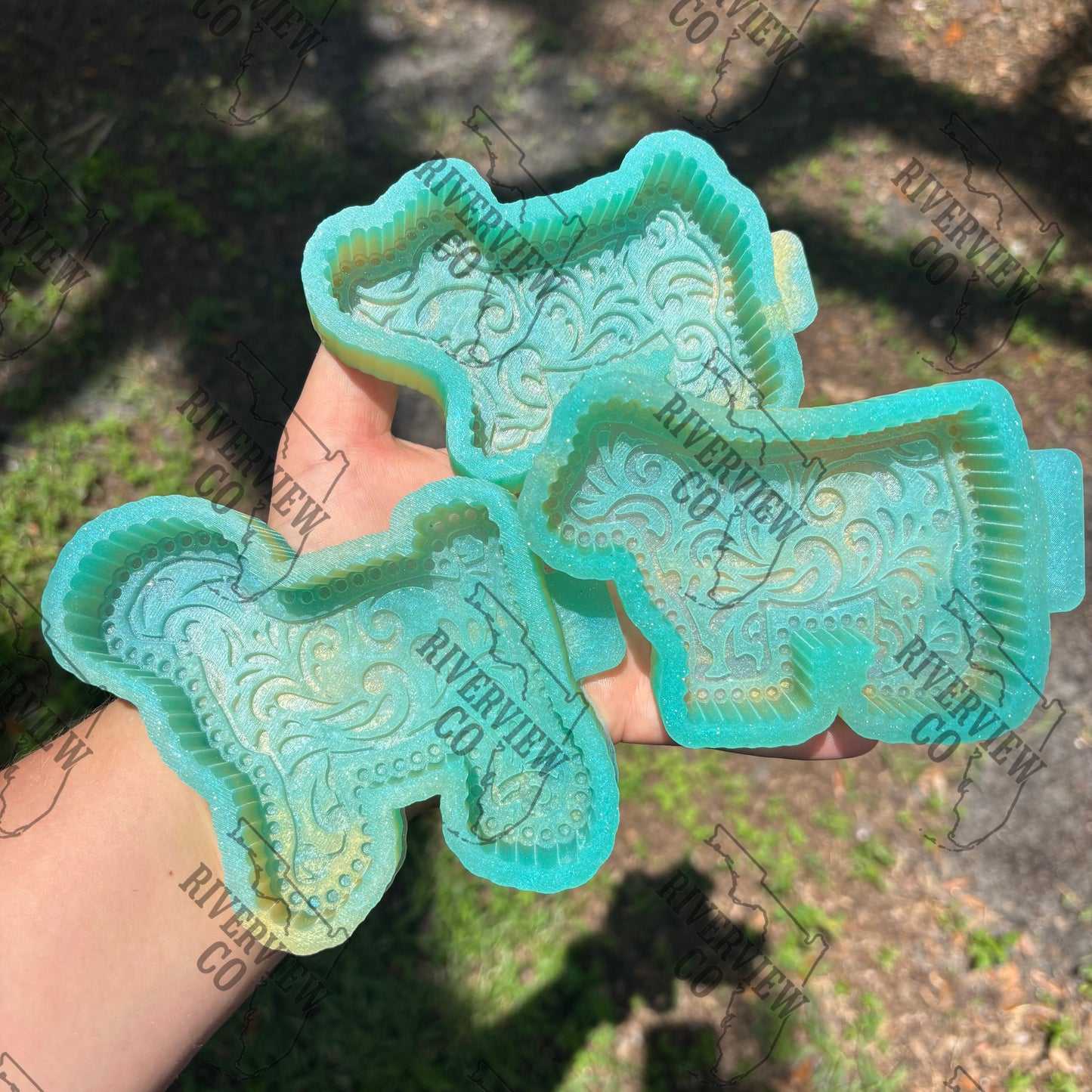 Tooled leather show goat car freshie mold