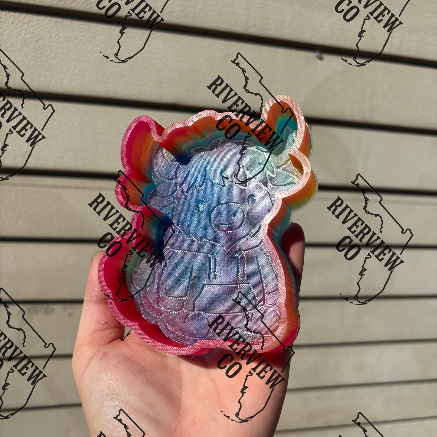 Highland cow in a jacket car freshie mold