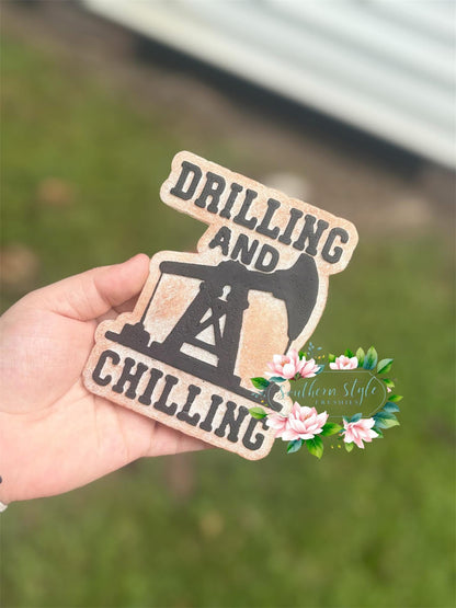 Drilling and chillin car freshie mold