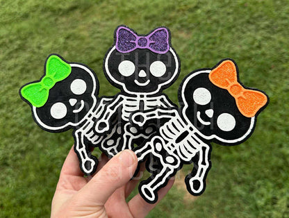 NEW UPDATED Cute girly skeleton with bow car freshie mold