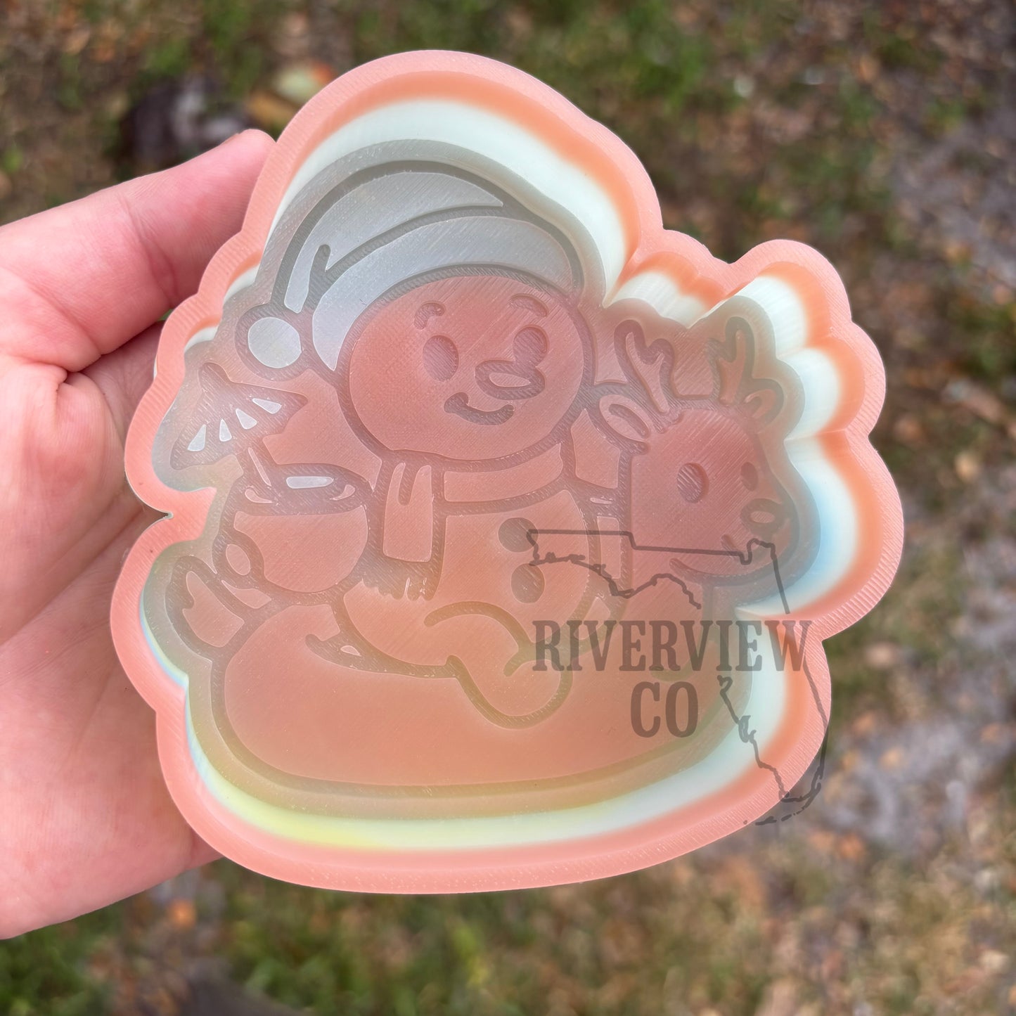 Snowman on reindeer pool floaty car fresh mold