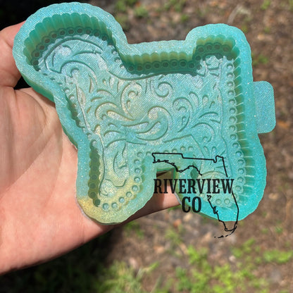 Tooled leather show goat car freshie mold