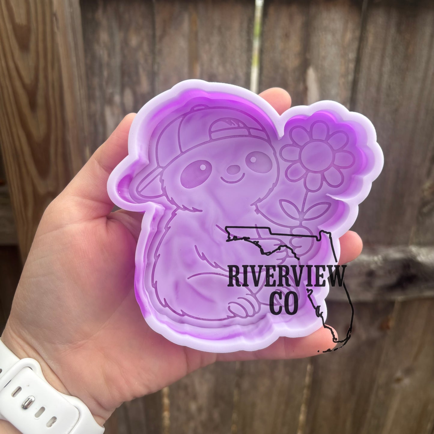Sloth holding flower car freshie mold
